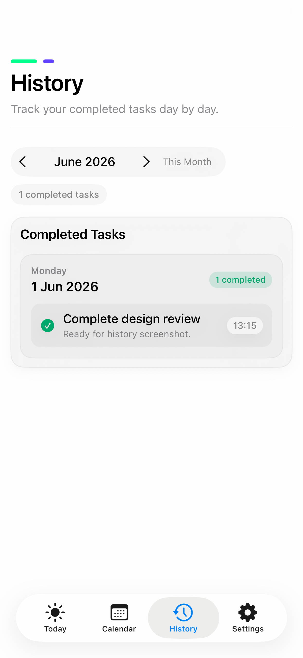 DeFlow History screen